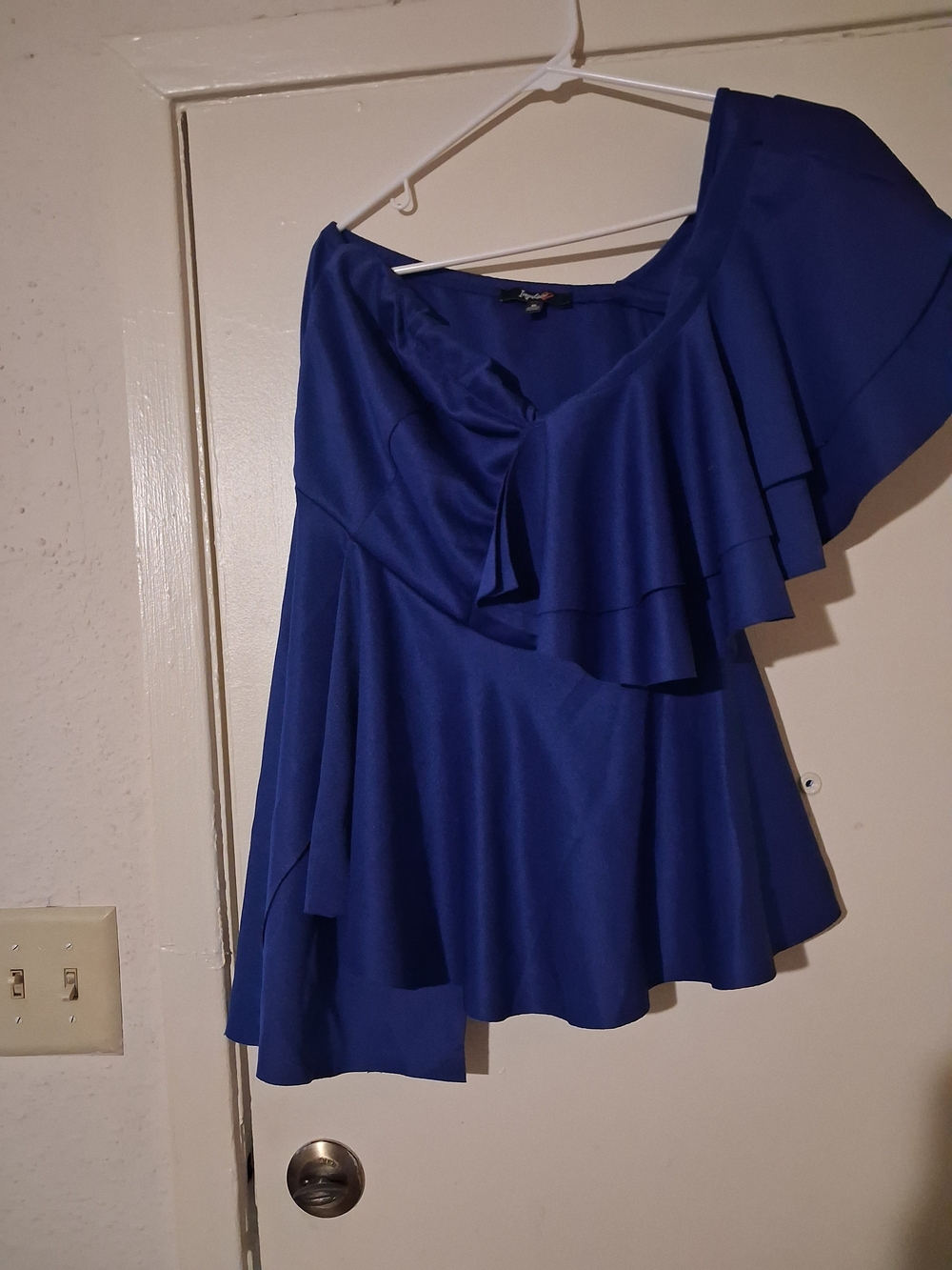 Women’s Royal Blue One-Shoulder Ruffle Top Size Xl